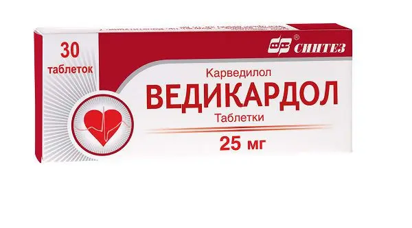ВЕДИКАРДОЛ табл. 25мг N30 (БИННОФАРМ, РФ)