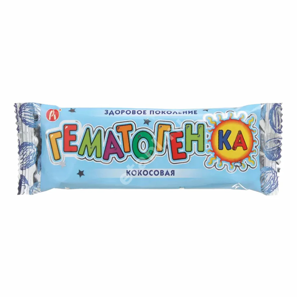 ГЕМАТОГЕН Гематогенка Кокосовая плитка 40г N1 (Руссаль, РФ)