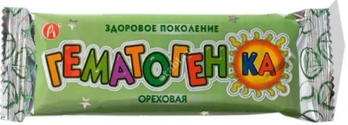 ГЕМАТОГЕН Гематогенка ореховая плитка 40г N1 (Руссаль, РФ)