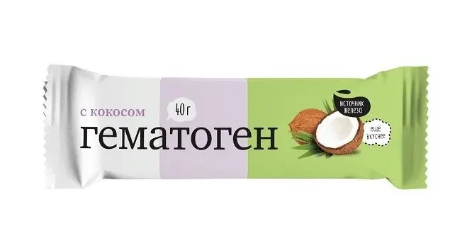 ГЕМАТОГЕН Народный 40г с кокосом (Сибирское Здоровье, РФ)