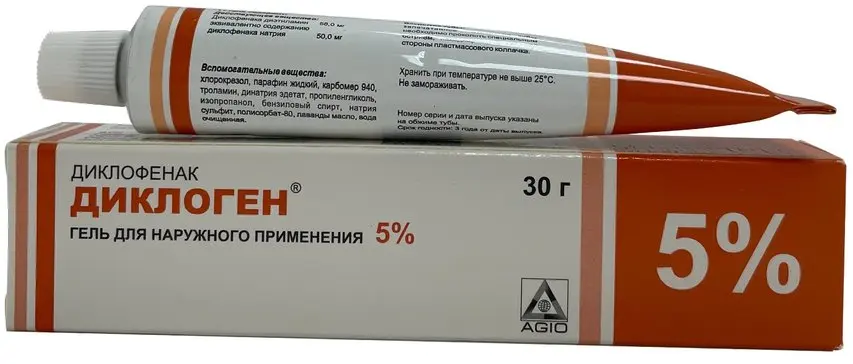 ДИКЛОГЕН гель (туба) 5% - 30г N1 (Аджио Фармацевтикалз, ИНДИЯ)