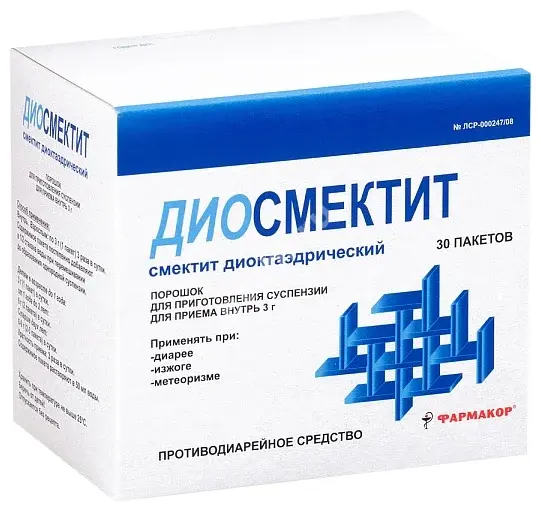 ДИОСМЕКТИТ пор. д/сусп.  внутр. (пак.) 3г N30 (ФАРМАКОР, РФ)