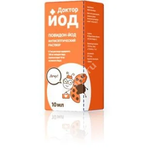 ДОКТОР ЙОД р-р д/наружн. прим. (фл. с лопатк.) 10% - 10мл (Йодные технологии и маркетинг, РФ)