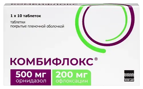 КОМБИФЛОКС табл. п.о. 500мг+200мг N10 (Микро Лабс Лимитед, ИНДИЯ)