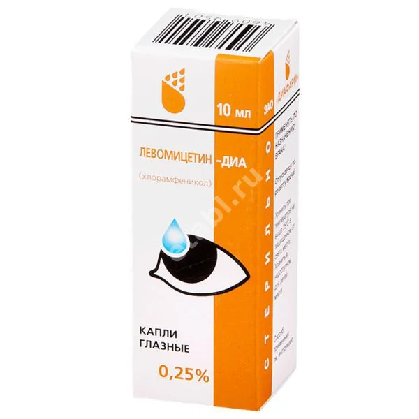ЛЕВОМИЦЕТИН капли глазн. (фл.-кап.) 0.25% - 10мл N1 (Диафарм, РФ)