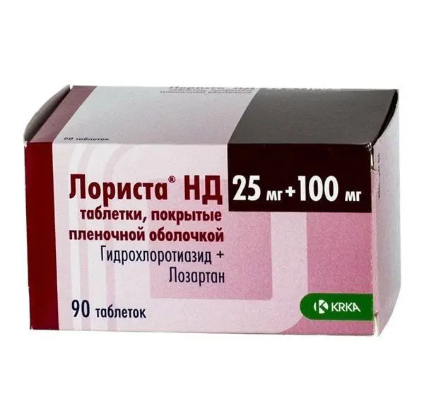 ЛОРИСТА НД табл. п.п.о. 25мг+100мг N90 (КРКА, РФ/СЛОВЕНИЯ)