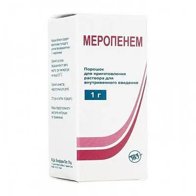 МЕРОПЕНЕМ пор. д/р-ра в/в введ. (фл.) 1 000мг N1 (М.Дж.БИОФАРМ, ИНДИЯ)