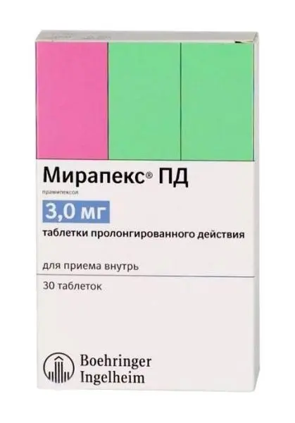 МИРАПЕКС ПД табл. пролонг. 3мг N30 (БЕРИНГЕР, ГЕРМАНИЯ)