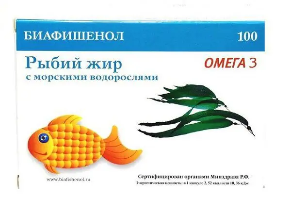 РЫБИЙ ЖИР Омега-3 Биафишенол Морские водоросли капс. 0.35г N100 (Биофарм, РФ)