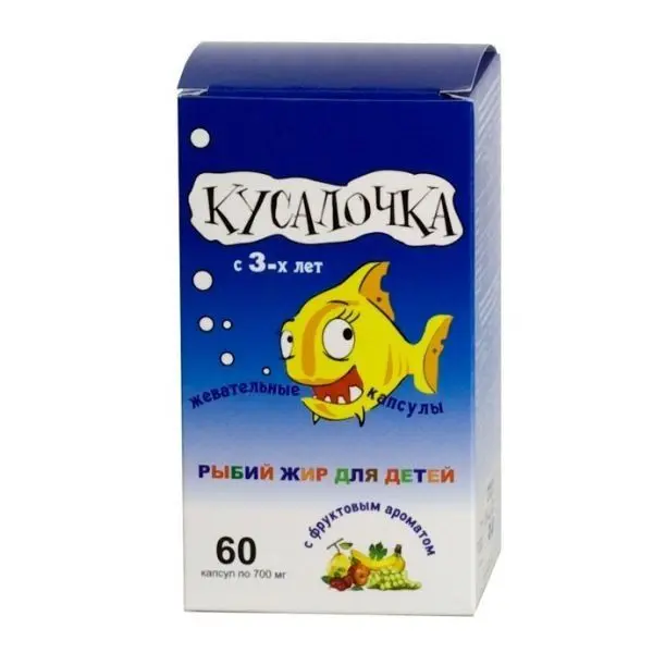 КУСАЛОЧКА рыбий жир детская капс. жев. 0.7г N60 (РеалКапс, РФ)