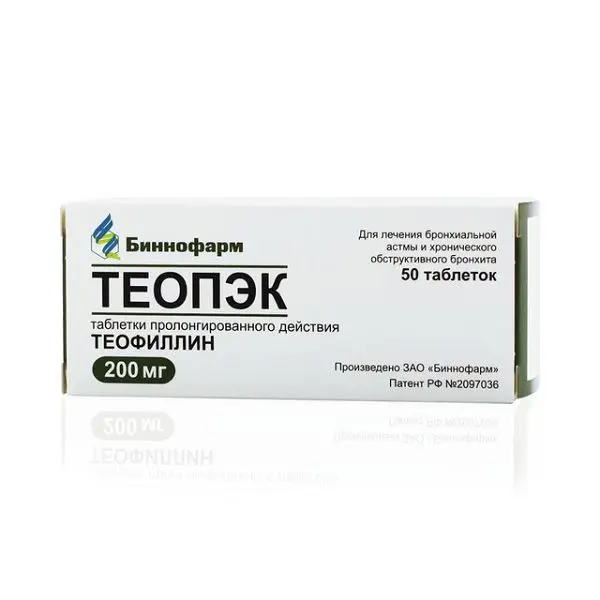 ТЕОПЭК табл. пролонг. 200мг N50 (БИННОФАРМ, РФ)