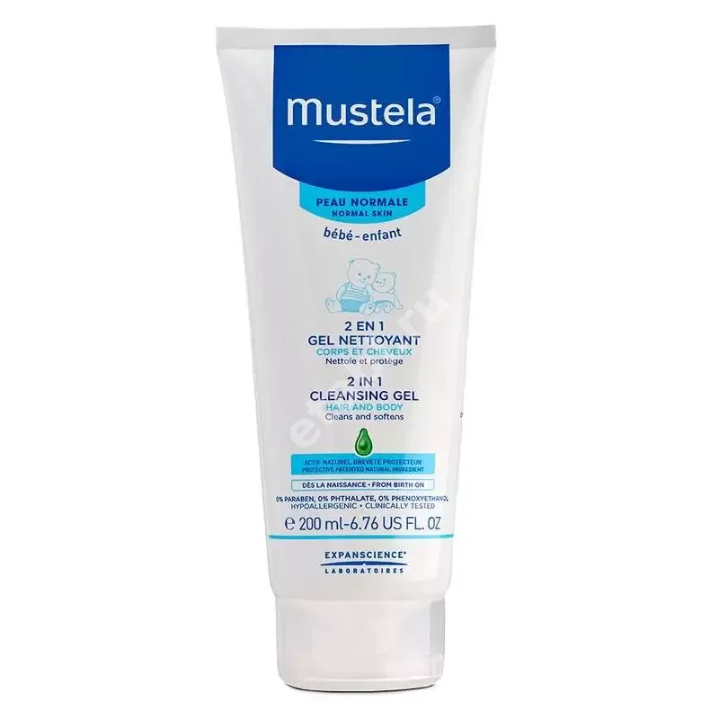 МУСТЕЛА (MUSTELA) Bebe шампунь-гель 2 в1 200мл (Лаборатория Экспансьянс, ФРАНЦИЯ)