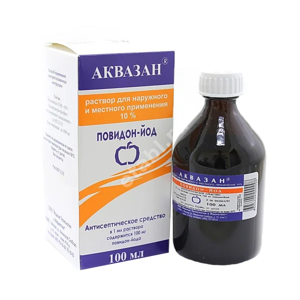 АКВАЗАН р-р д/местн. и наружн. прим. (фл.) 10% - 100мл N1 (Йодные технологии и маркетинг, РФ)