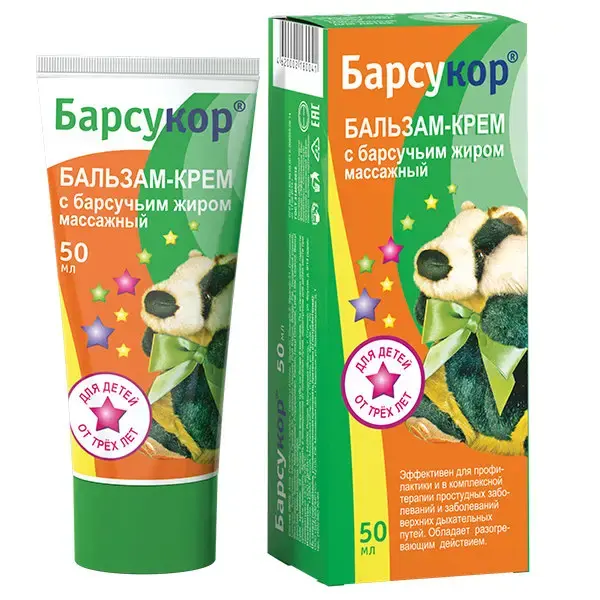 БАРСУКОР крем-бальзам массажный детский 50мл с барсучим жиром (Биофармрус, РФ)