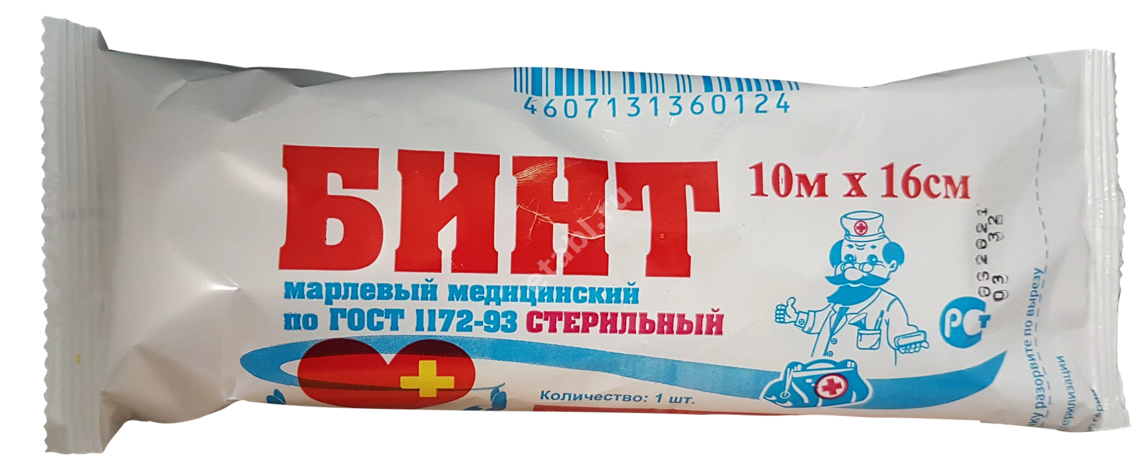 БИНТ МАРЛЕВЫЙ стер. 16х1000см (инд.уп.) (Лейко, РФ)