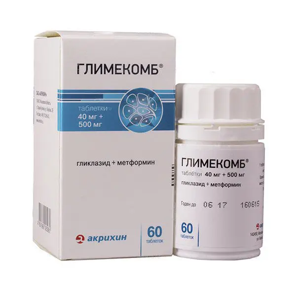ГЛИМЕКОМБ табл. 40мг+500мг N60 (АКРИХИН, РФ/ПОЛЬША)