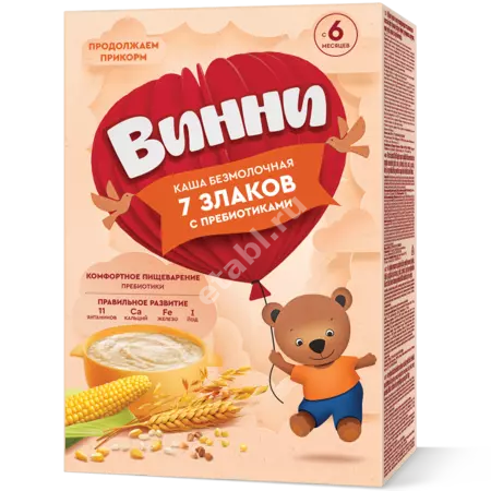 ВИННИ каша б/мол. 7 злаков 6м+ 200г Пребиотик (Продукты Зауралья, РФ)