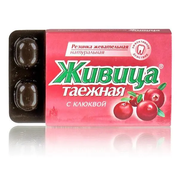 ЖИВИЦА ТАЕЖНАЯ жевательная резинка лиственничная N5 Клюква (Алтайский Нектар, РФ)