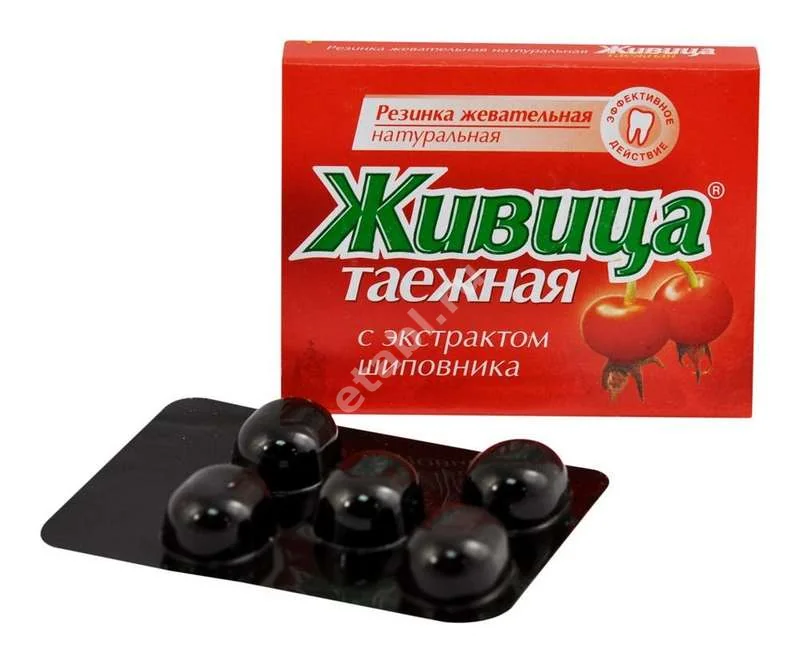 ЖИВИЦА ТАЕЖНАЯ жевательная резинка N5 Шиповник (Алтайский Нектар, РФ)