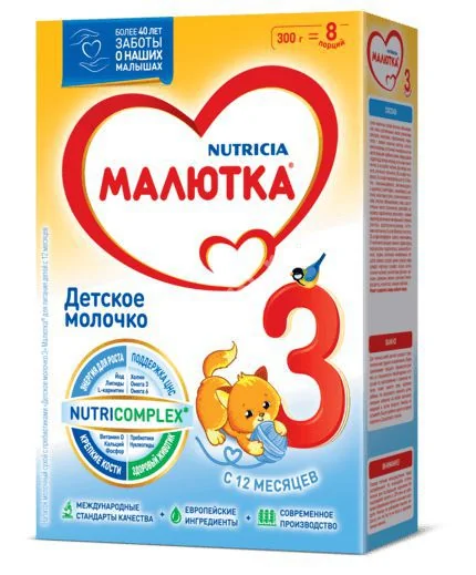 МАЛЮТКА напиток сухой молочный Молочко детское 3 12м+ 300г (ИСТРА-НУТРИЦИЯ, РФ)