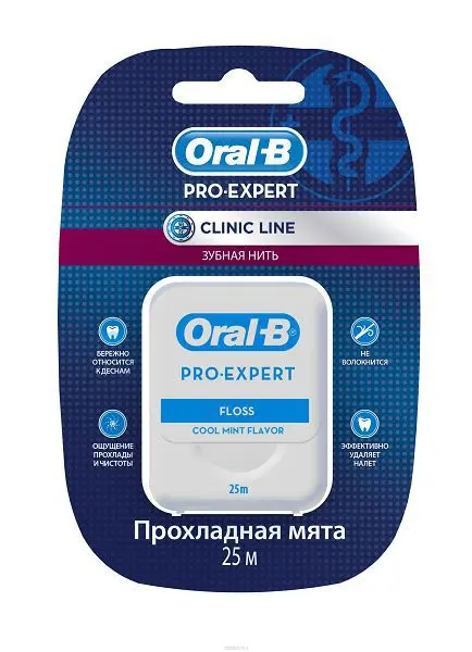 ОРАЛ-БИ (ORAL-B) Pro-Expert Clinic Line зубная нить 25м Прохладная мята (Проктер энд Гэмбл Индочайна, ИРЛАНДИЯ/США)