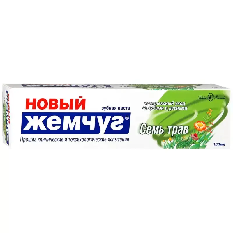 НОВЫЙ ЖЕМЧУГ зубная паста Семь трав 100мл (Невская Косметика, РФ)