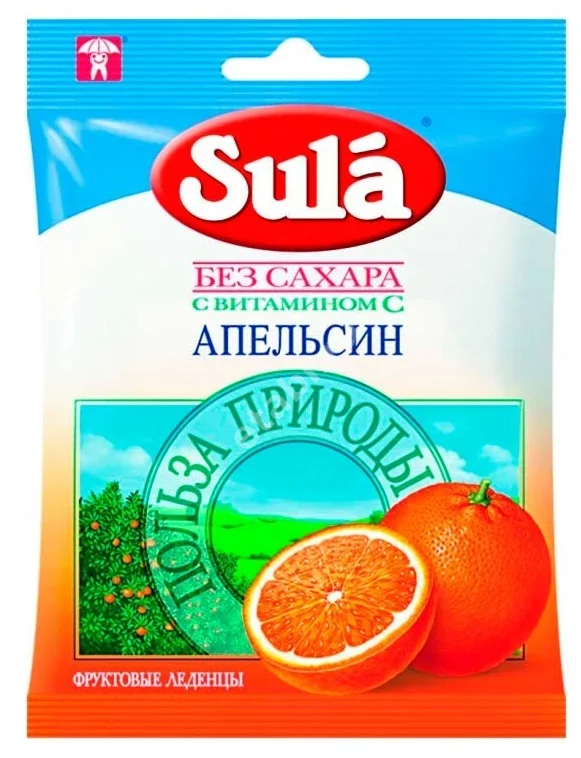 СУЛА (SULA) леденцы (пак.) 60г Апельсин (Чупа чупс Рус, РФ)