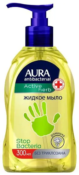 АУРА мыло жидкое антибактер. Ромашка 300мл (КОТТОН КЛАБ, РФ)
