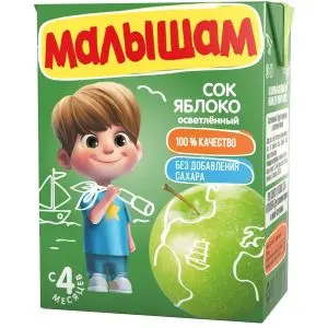 МАЛЫШАМ сок осветл. б/сах. 4м+ 200мл Яблоко (Прогресс, РФ)