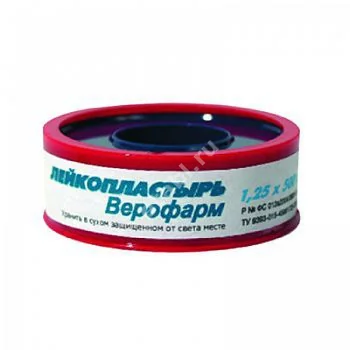 ПЛАСТЫРЬ ФИКСИРУЮЩИЙ Верофарм ткан бел. 1.25х500см (пенал) N1 (ВЕРОФАРМ, РФ)