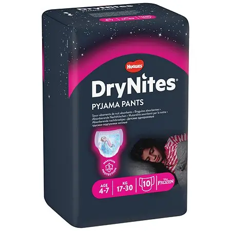 ХАГГИС подгузники детские ночные Dry Nites 4-7лет 17-30кг р.миди для девочек N10 (Кимберли Кларк, РФ)
