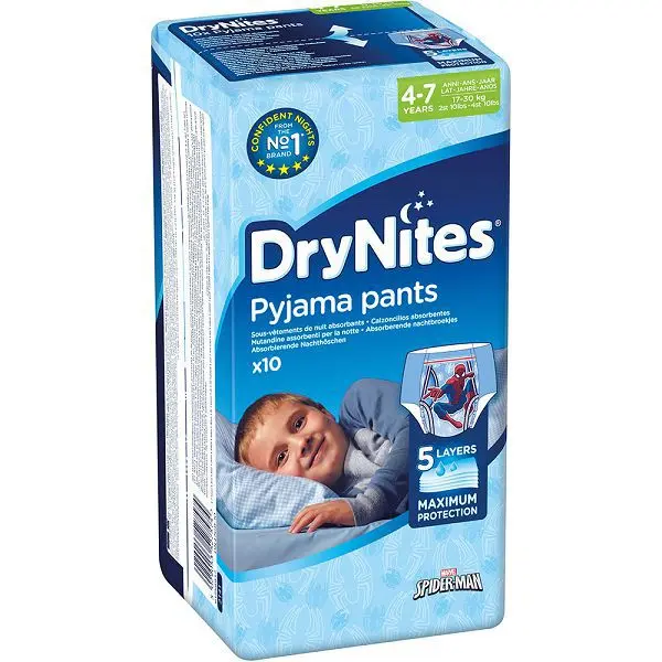 ХАГГИС подгузники детские ночные Dry Nites 4-7лет 17-30кг р.миди для мальчиков N10 (Кимберли Кларк, РФ)
