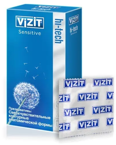 ВИЗИТ (VIZIT) Hi-tech презервативы Sensitive (сверхчувствительные) N12 (БОЛЕАР, ГЕРМАНИЯ)