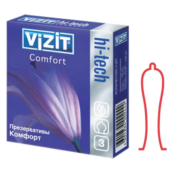 ВИЗИТ (VIZIT) Hi-tech презервативы Comfort XL (увелич. размера) N3 (БОЛЕАР, ГЕРМАНИЯ)