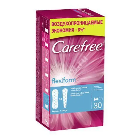 КЭФРИ (CAREFREE) прокладки ежедневные Флексиформ N30 (ДЖНС&ДЖНС, ВЕЛИКОБРИТАНИЯ)