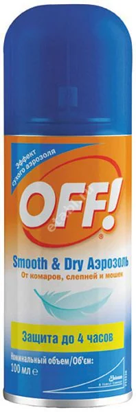 ОФФ Smooth & Dry аэроз. от клещей/комаров/мошек/слепней 100мл (ДЖНС&ДЖНС, ВЕЛИКОБРИТАНИЯ)