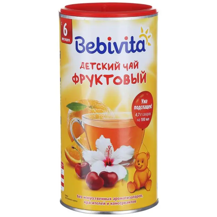 БЕБИВИТА чай гранулир (туба) 6м+ 200г Фруктовый (Домако, ШВЕЙЦАРИЯ)