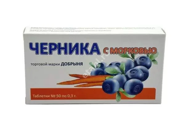 ЧЕРНИКА С МОРКОВЬЮ Добрыня табл. 0.3г N50 (Инат-Фарма, РФ)