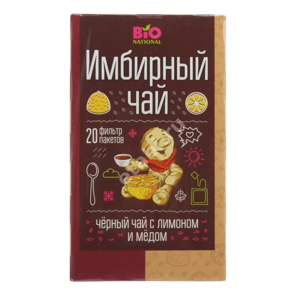 ИМБИРНЫЙ Bio national чай черный (фильтр-пак.) 1.7г N20 мед/лимон (Императорский Чай, РФ)