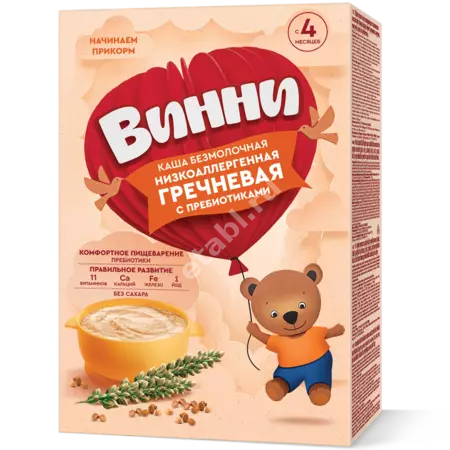 ВИННИ каша б/мол. гречка 4м+ 200г Пребиотик (Продукты Зауралья, РФ)