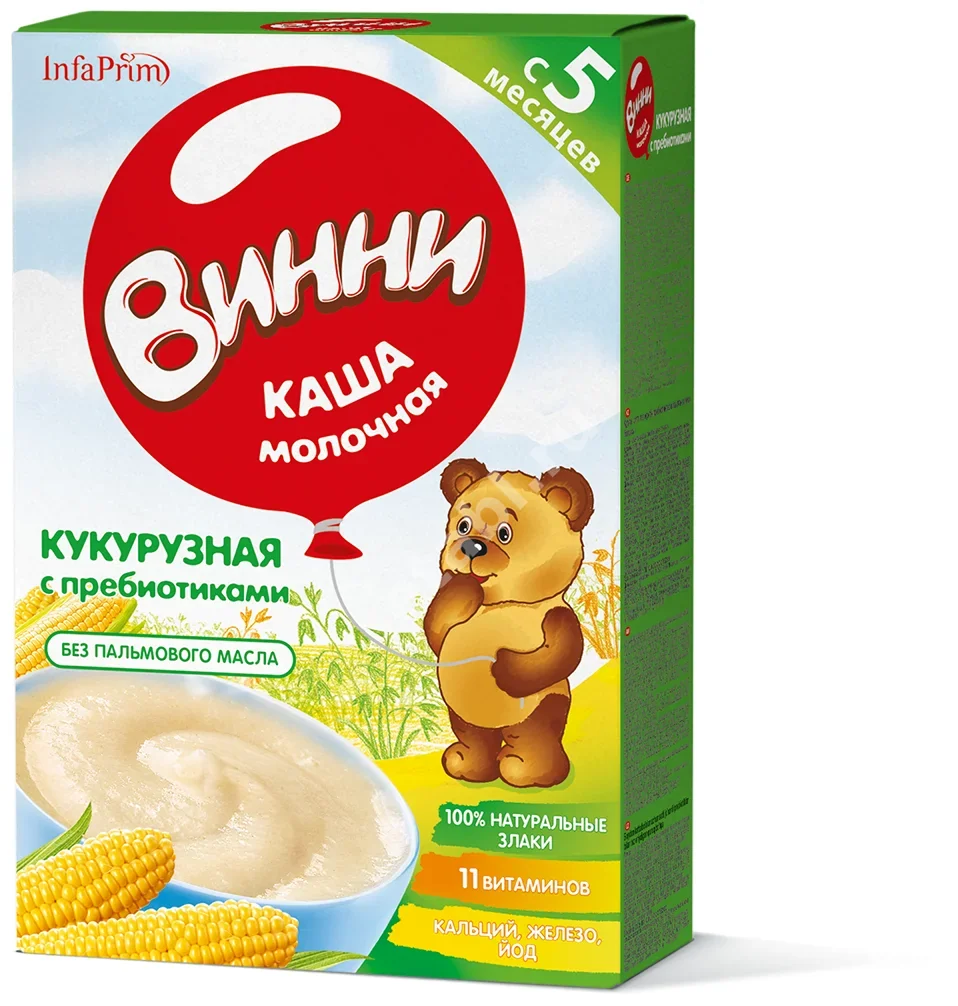 ВИННИ каша мол. кукуруз 5м+ 220г Пребиотик (Продукты Зауралья, РФ)