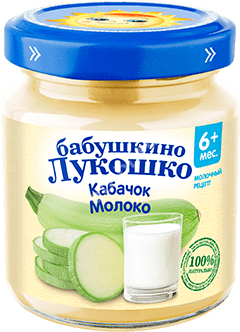 БАБУШКИНО ЛУКОШКО пюре овощное 5м+ 100г Кабачки/Молоко (Фаустово, РФ)