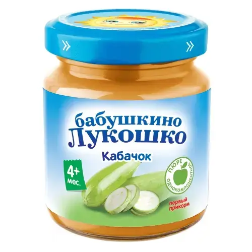 БАБУШКИНО ЛУКОШКО пюре овощное 4м+ 100г Кабачки/Яблоко (Фаустово, РФ)