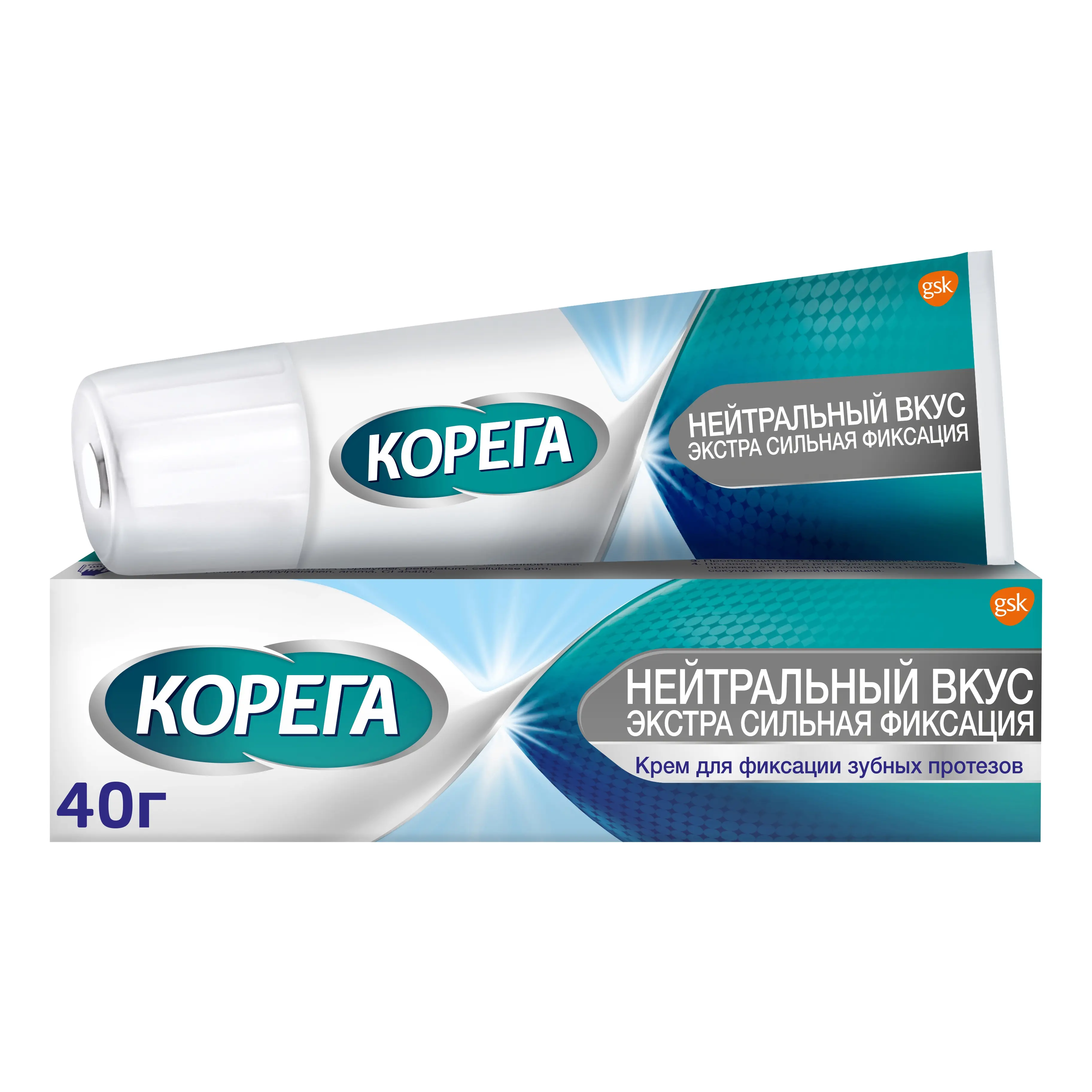 КОРЕГА крем для зубных протезов Extra Strong 40г Мята (ГЛАКСО СМИТ КЛЯЙН, ИРЛАНДИЯ)