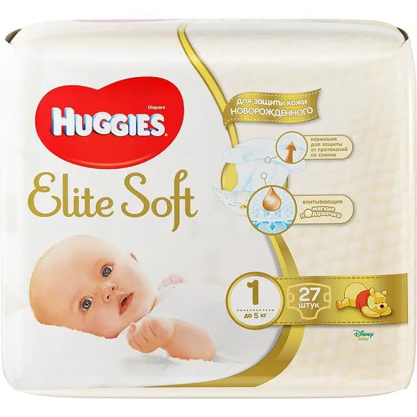 ХАГГИС подгузники детские Elite Soft 0-5кг р.1 N27 (Кимберли-Кларк, РФ)