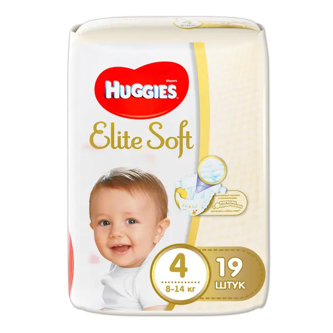 ХАГГИС подгузники детские Elite Soft 8-14кг р.4 N19 (Кимберли-Кларк, РФ)