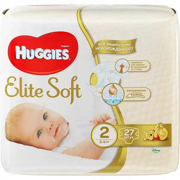 ХАГГИС подгузники детские Elite Soft 3-6кг р.2 N27 (Кимберли-Кларк, РФ)