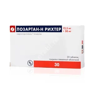 ЛОЗАРТАН Н табл. п.п.о. 12.5мг+50мг N30 (ГЕДЕОН РИХТЕР, ВЕНГРИЯ/ПОЛЬША)