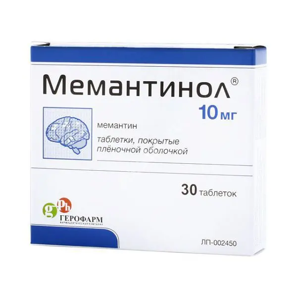 МЕМАНТИНОЛ табл. п.п.о. 10мг N30 (ГЕРОФАРМ, РФ)