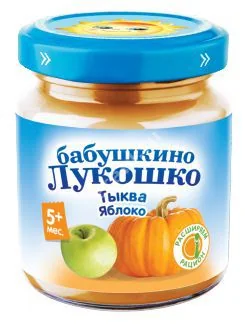 БАБУШКИНО ЛУКОШКО пюре овощное 5м+ 100г Яблоко/Тыква (Фаустово, РФ)